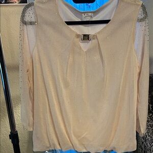 Siren Lily Beige Blouse with Sparkling Accents